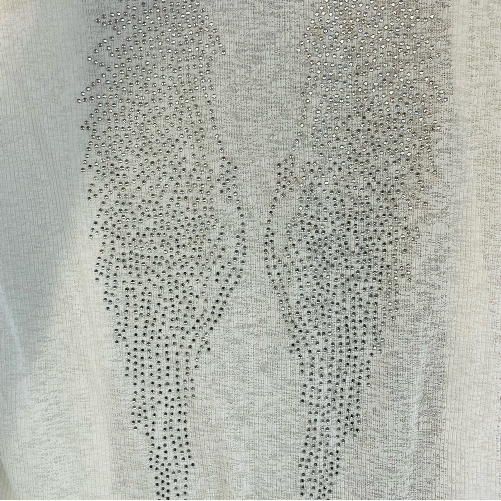 Sheer White Duster Top Rhinestone Angel Wings Open Cardigan Cover Sexy L XL Sexy
